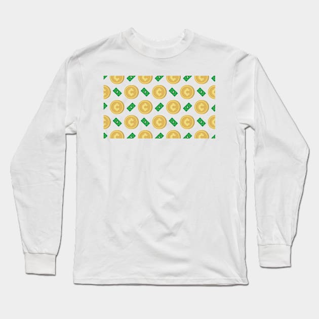 Cent ¢ banknote and coin pattern wallpaper Long Sleeve T-Shirt by FOGSJ